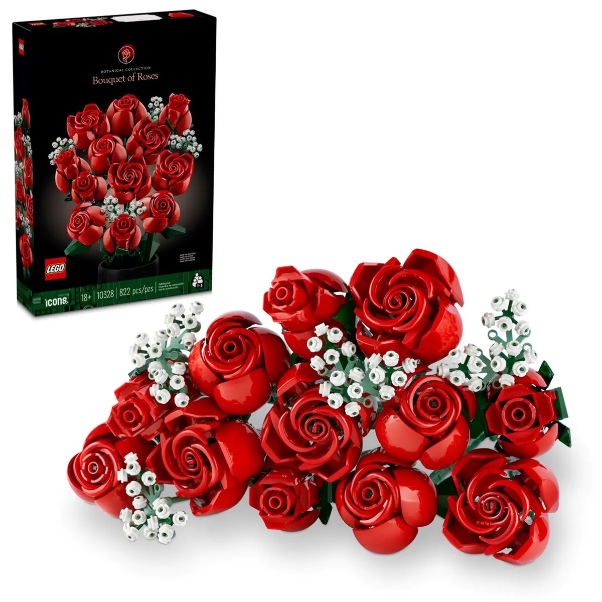 LEGO Icons - Bouquet de Roses - Set de Construction pour Adultes - 10328 multicolore, LEGO