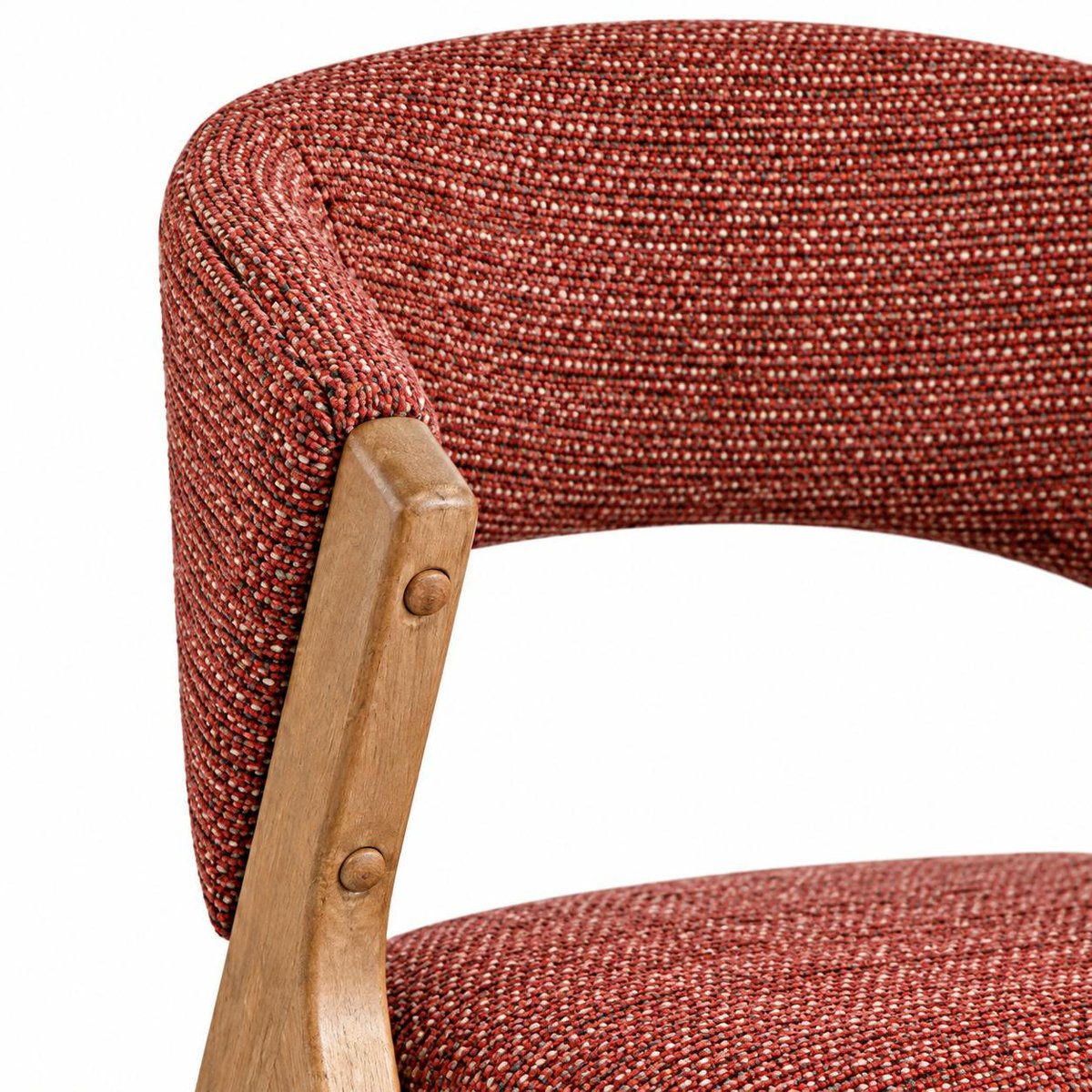 Chaise bois et tissu, dossier arrondi (lot de 2) AGADE rouge, PIER IMPORT