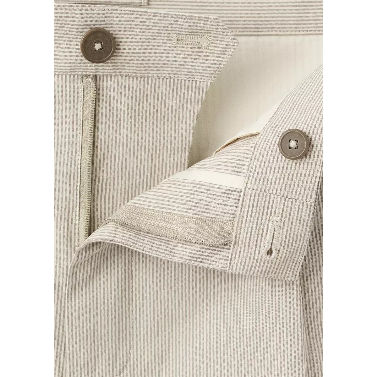 Pantalon regular fit mélange de coton à pinces imprimé à rayures marron moyen, MANGO MAN