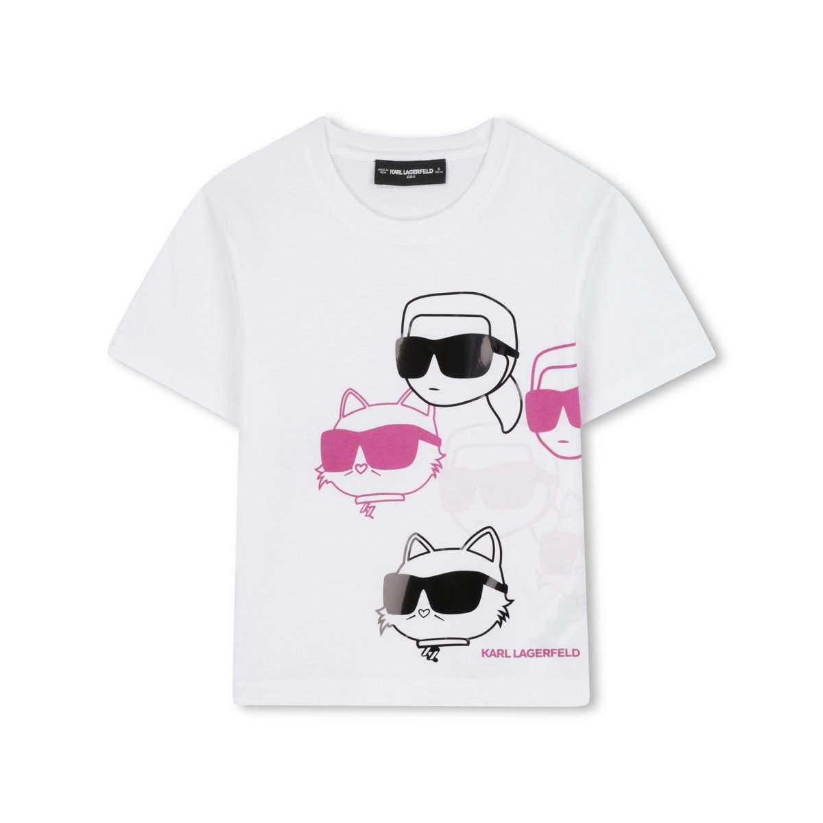 T-shirts à manches courtes blanc rose, KARL LAGERFELD KIDS