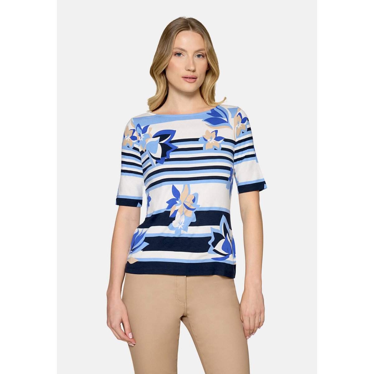 T-shirt basique à rayures horizontales bleu/blanc, BETTY BARCLAY