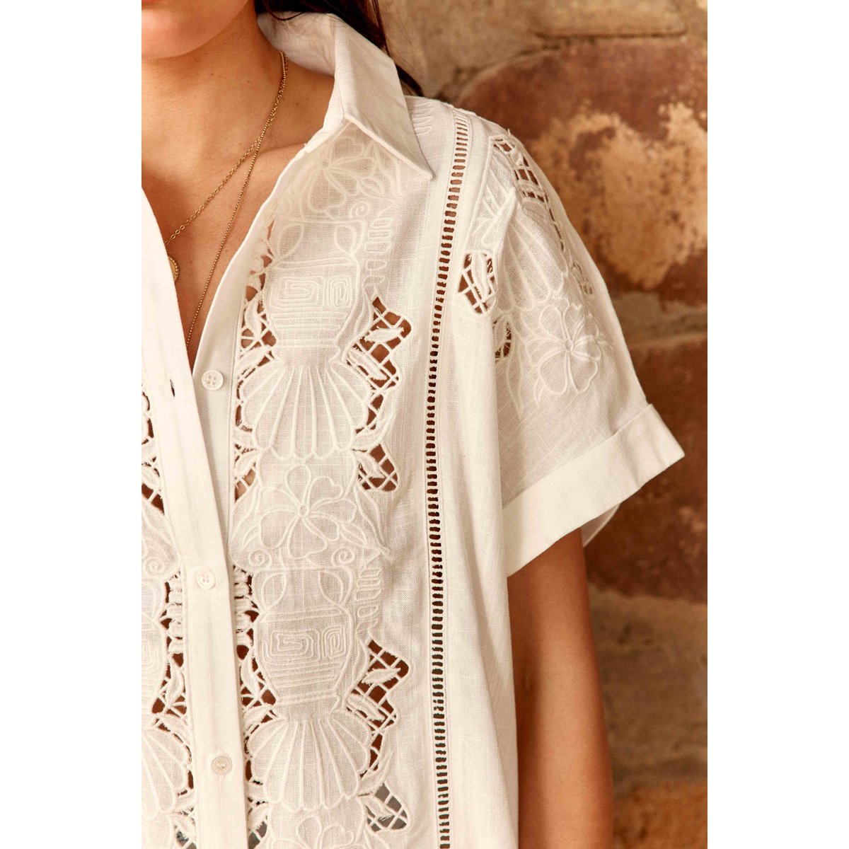 Chemisier manches courtes col chemise uni CHERYL 10-blanc, LA PETITE ETOILE