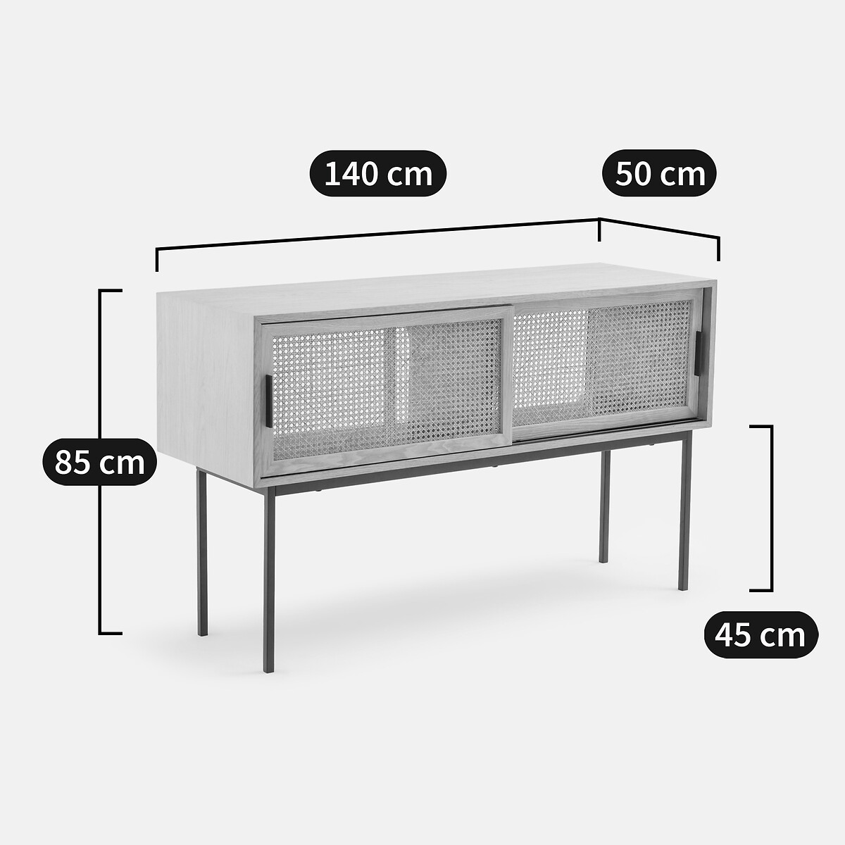 Meuble sous double vasque cannage, Waska plaqué chêne, LA REDOUTE INTERIEURS