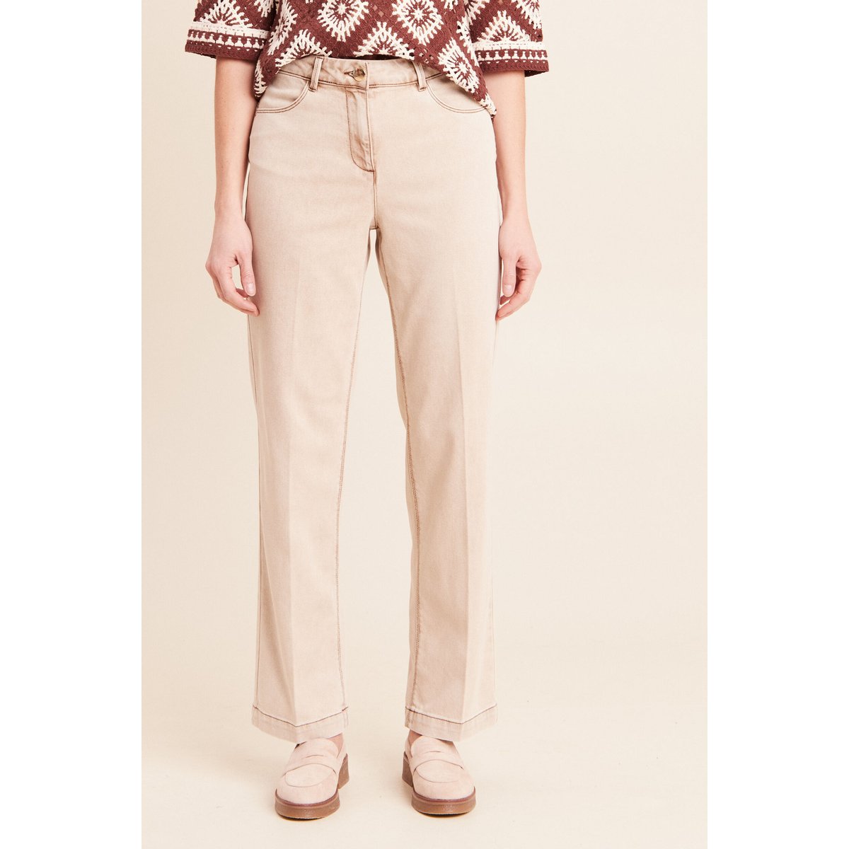 Jean coupe droite taille standard denim beige, BREAL