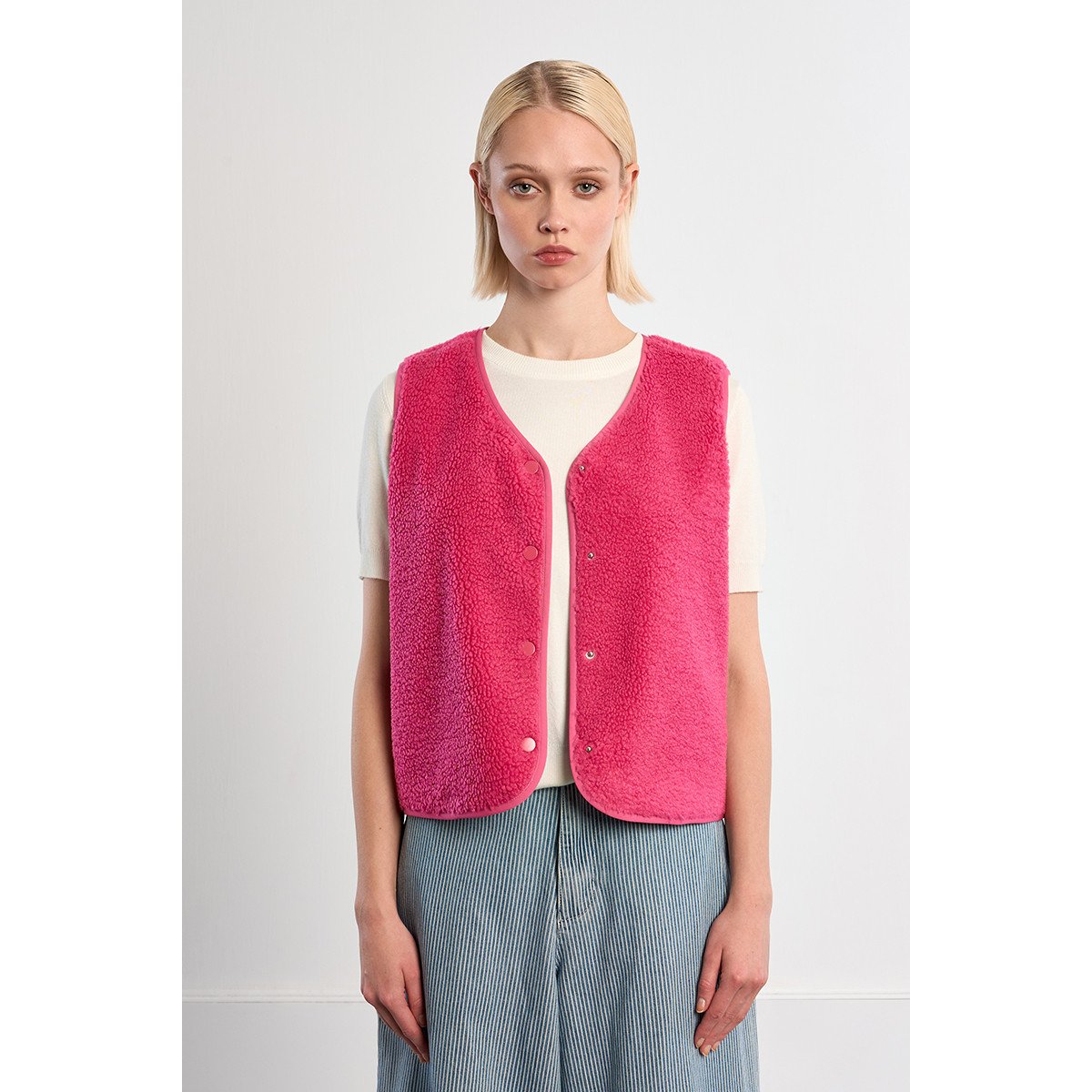 Veste courte sans manches fuchsia, LILI SIDONIO