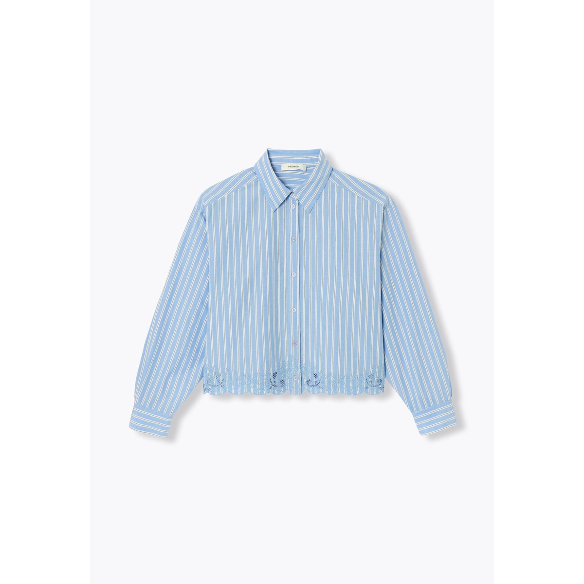 Chemise rayée détail dentelle rayé rose, PROMOD