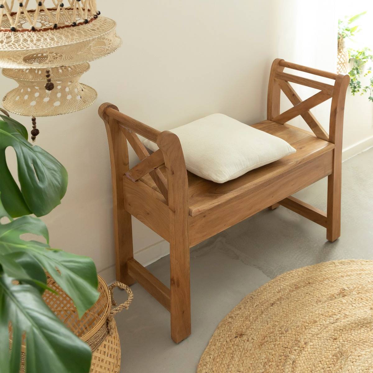 Banc en bois d'acacia ISOLDE bois foncé, MADE IN MEUBLES