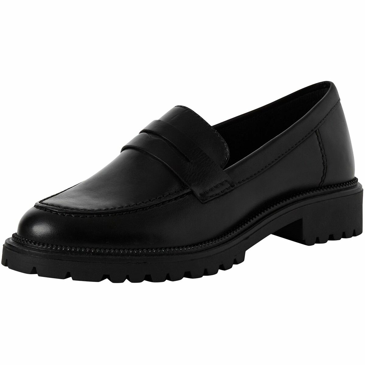 Mocassins en cuir noir, TAMARIS