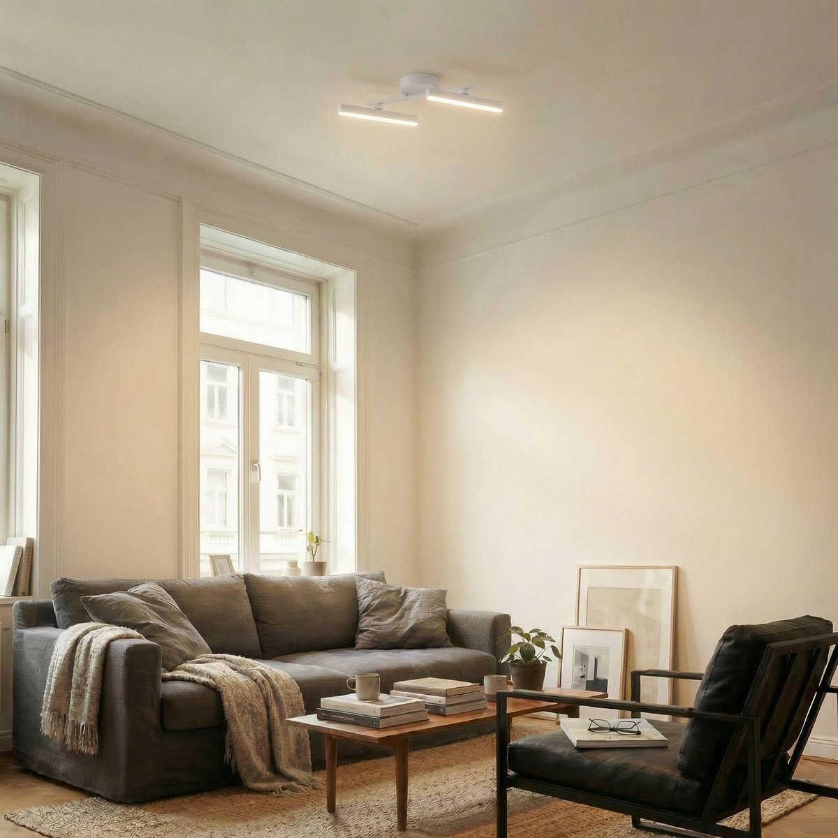 Plafonnier en métal moderneLED, Eldrin blanc, LINDBY