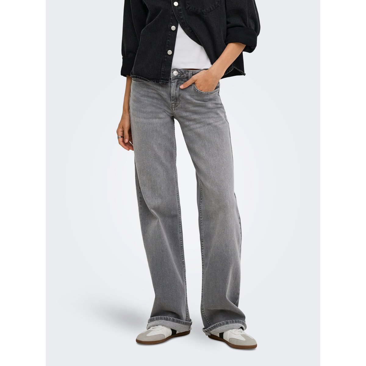 Jean À Jambe Large light grey denim, ONLY TALL