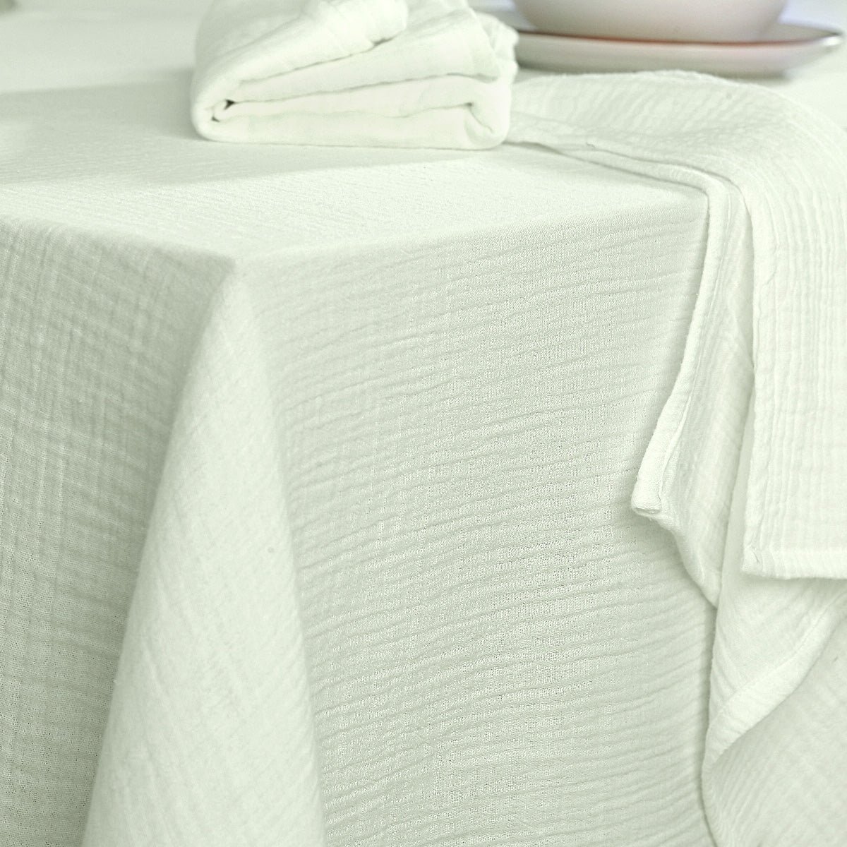 Nappe + 4 serviettes gaze de coton ALMA Made in Europe vert amande, FEBRONIE
