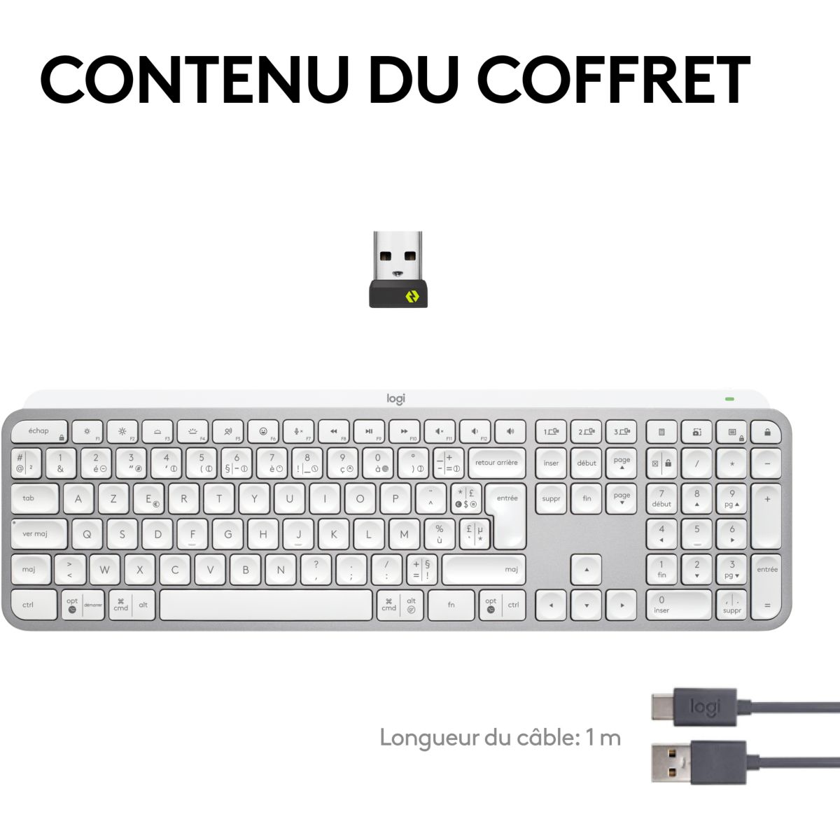 Clavier sans fil MX Keys S Silencieux Pale Grey couleur unique, LOGITECH