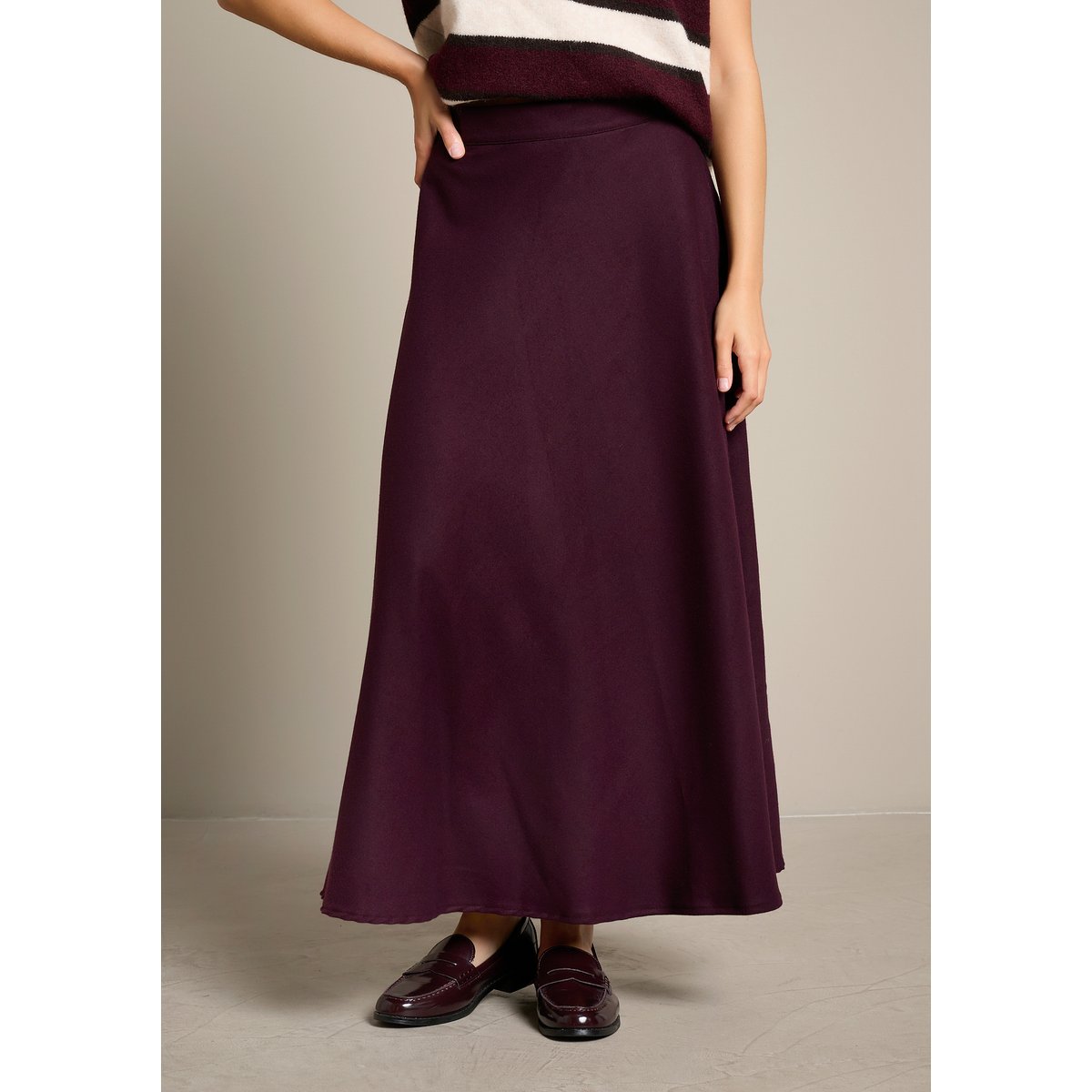 Jupe maxi évasée aubergine, LOLALIZA