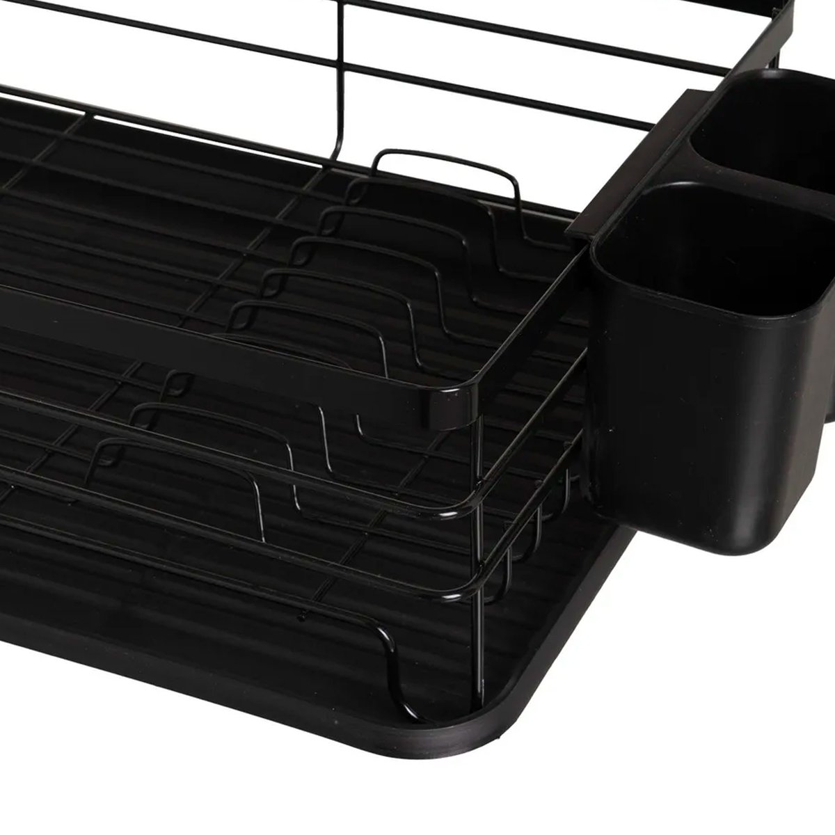 Égouttoir à vaisselle métal noir avec plateau plastique 42x31x14cm noir, WADIGA