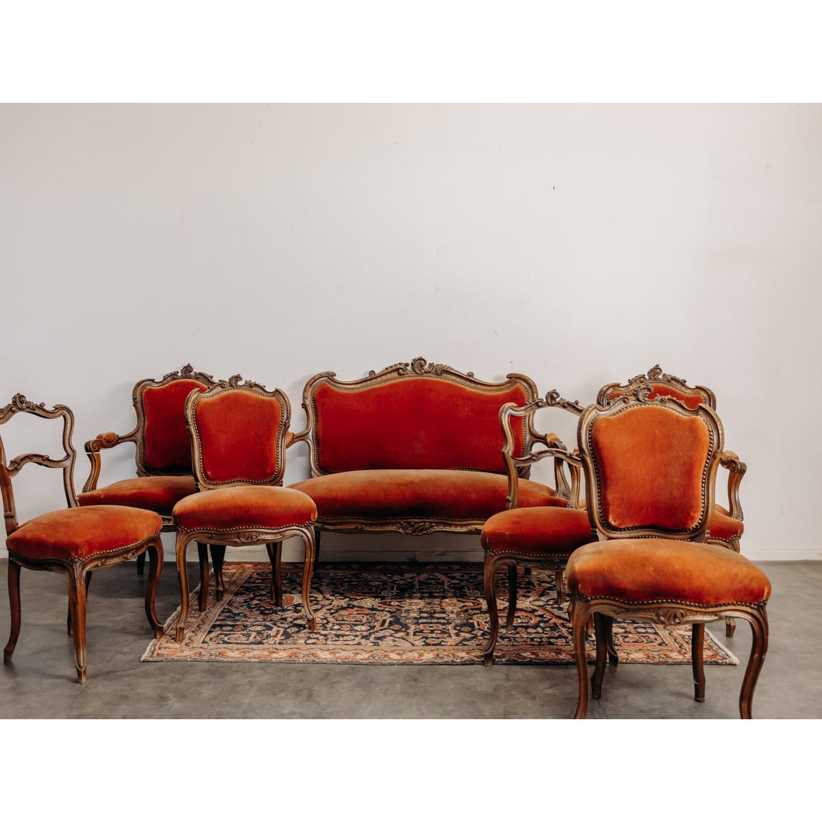 Salon style Louis XV Ernest N°1612 - Bon état bois foncé, DEBONGOUT
