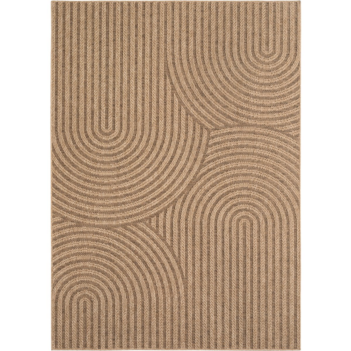 Tapis intérieur extérieur effet jute motif arc LINORA beige, NAZAR RUGS