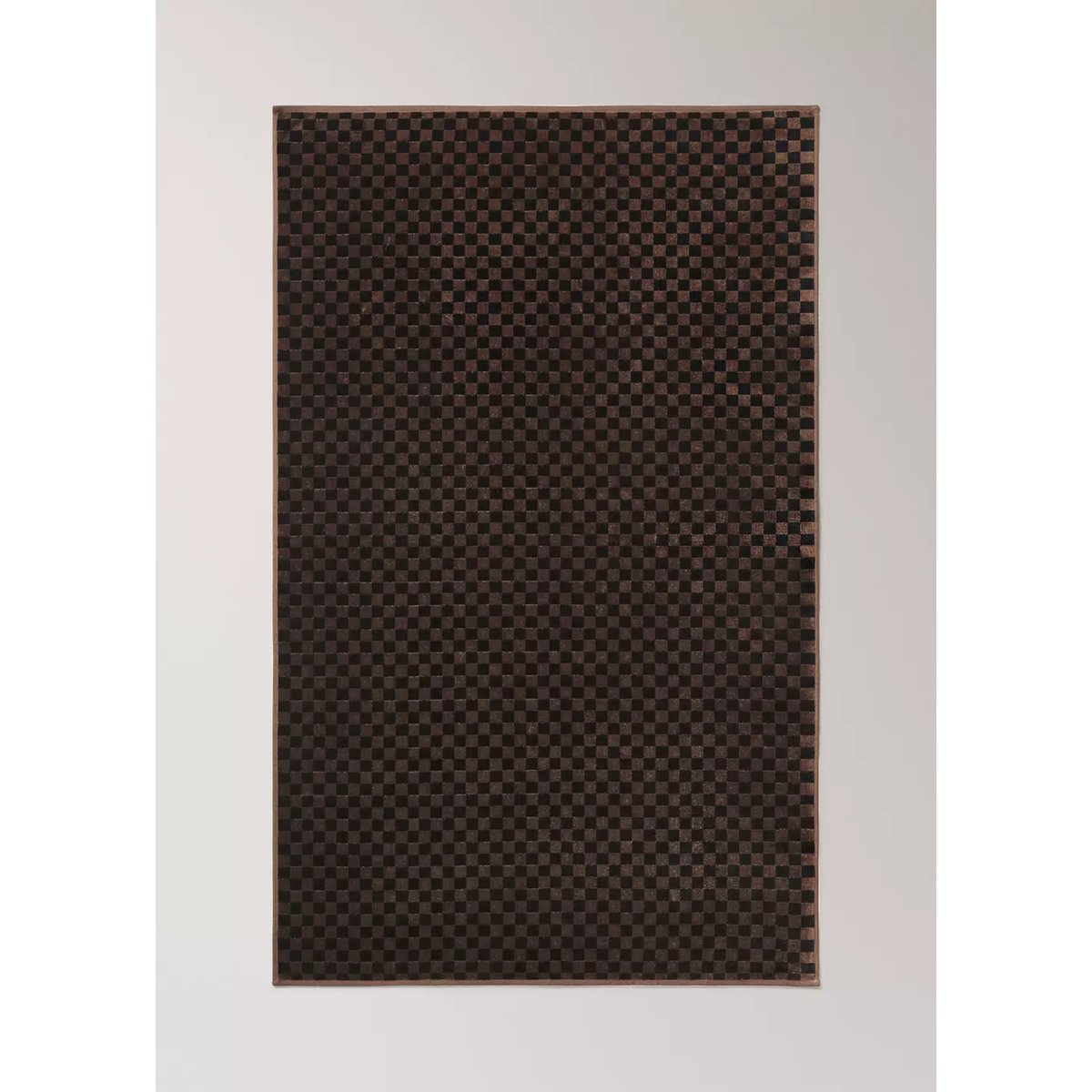 Serviette de bain à carreaux en coton velours marron, MANGO HOME