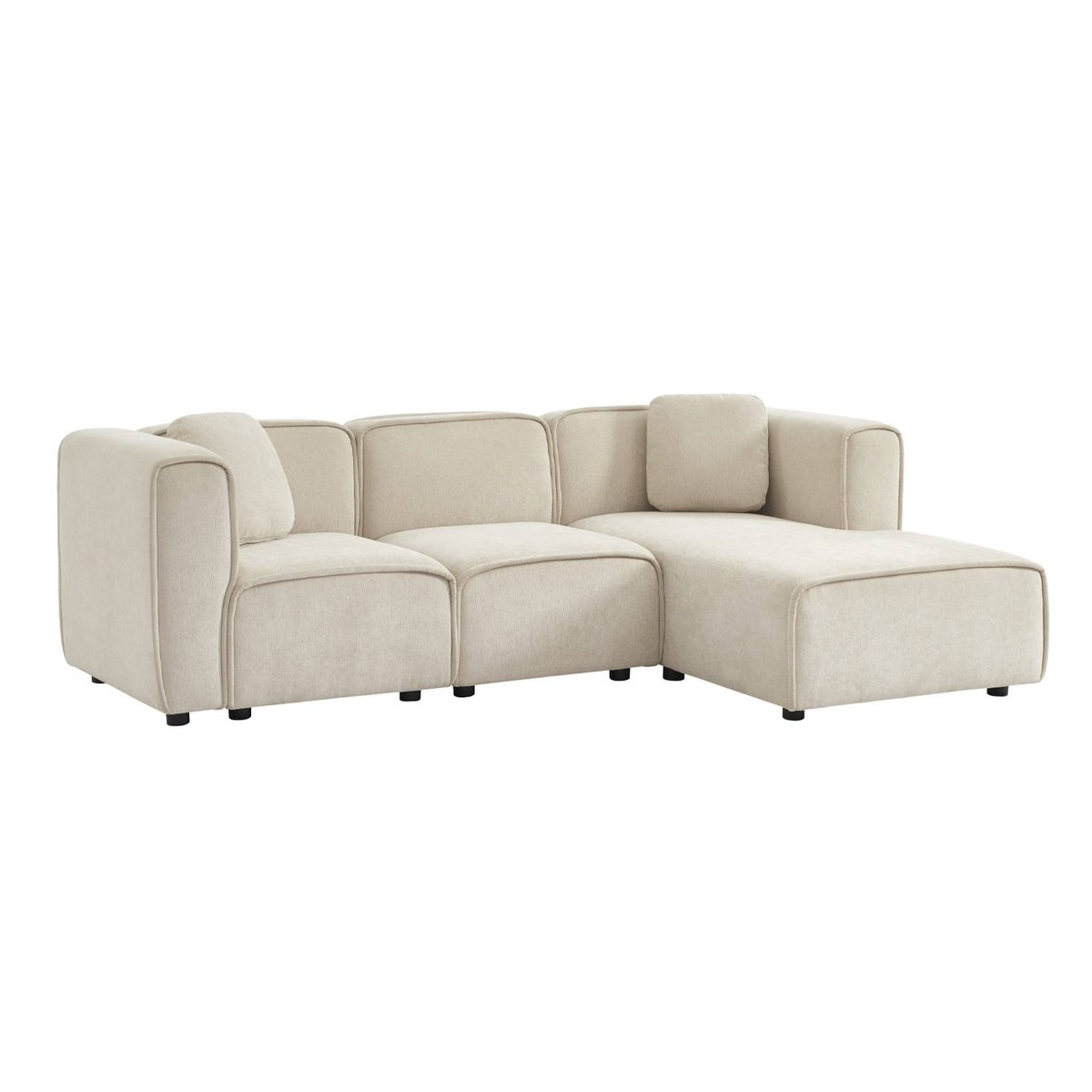 Canapé d'angle droit 3 places tissu LESTER beige, SWEEEK