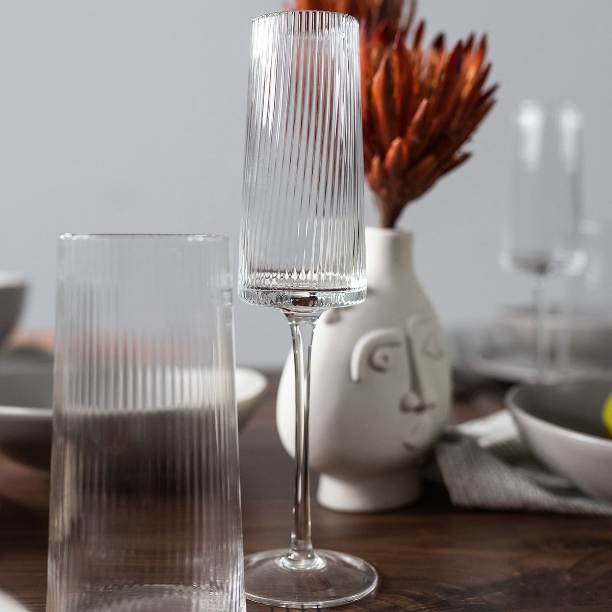 Lot de 6 flûtes à champagne, RIFFLE transparent, KARE DESIGN