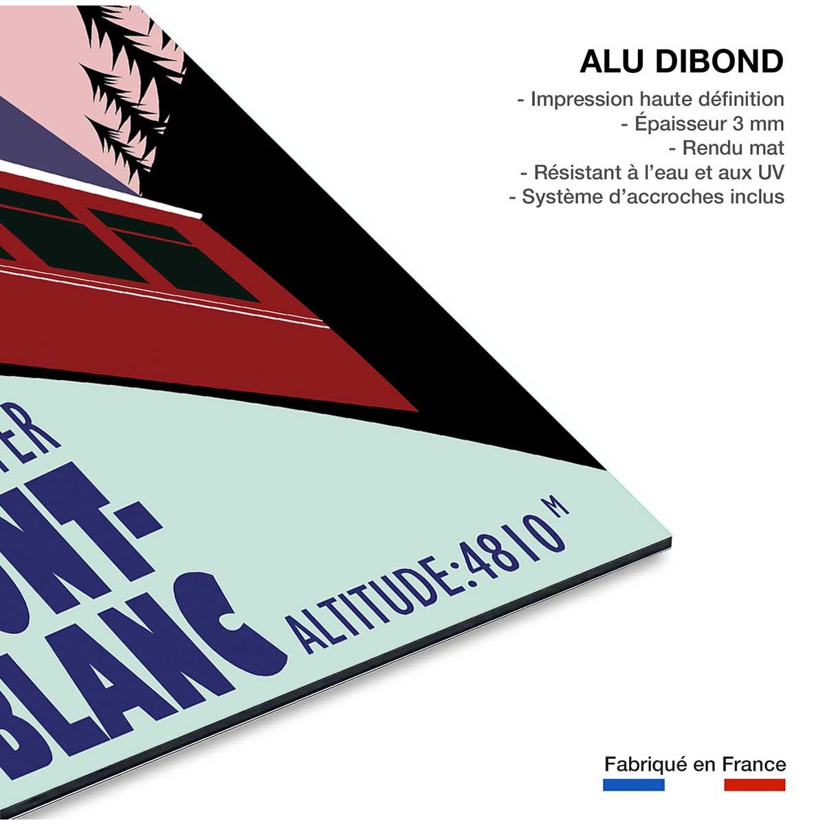 Tableau terminus chamonix 4810m tableau alu dibond, HEXOA