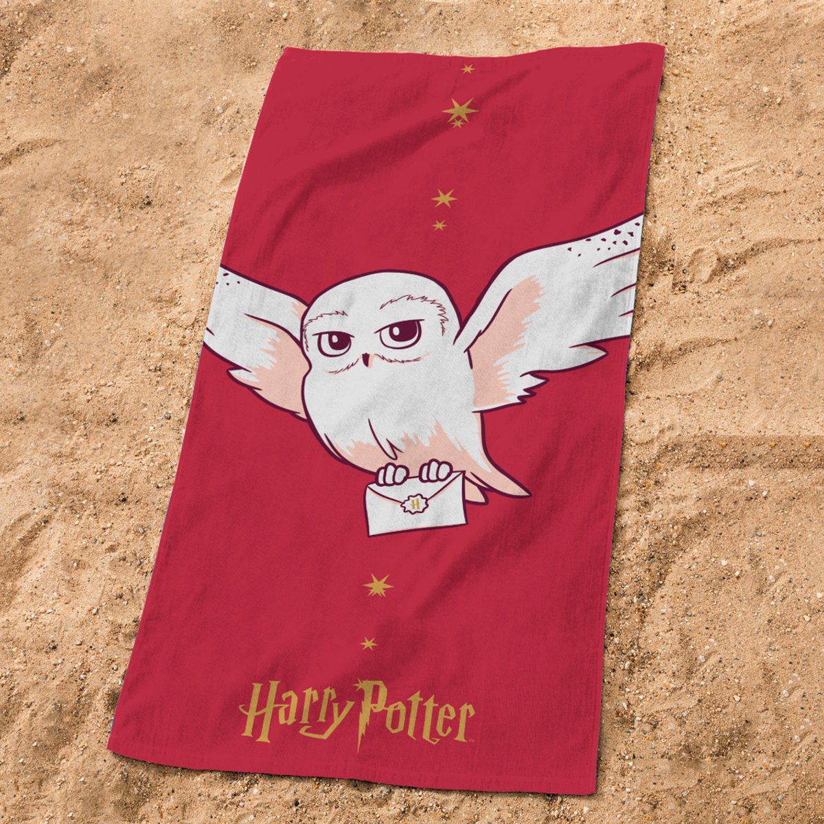 Serviette de bain et de plage imprimée 100% coton, STARRY SKY bordeaux, HARRY POTTER