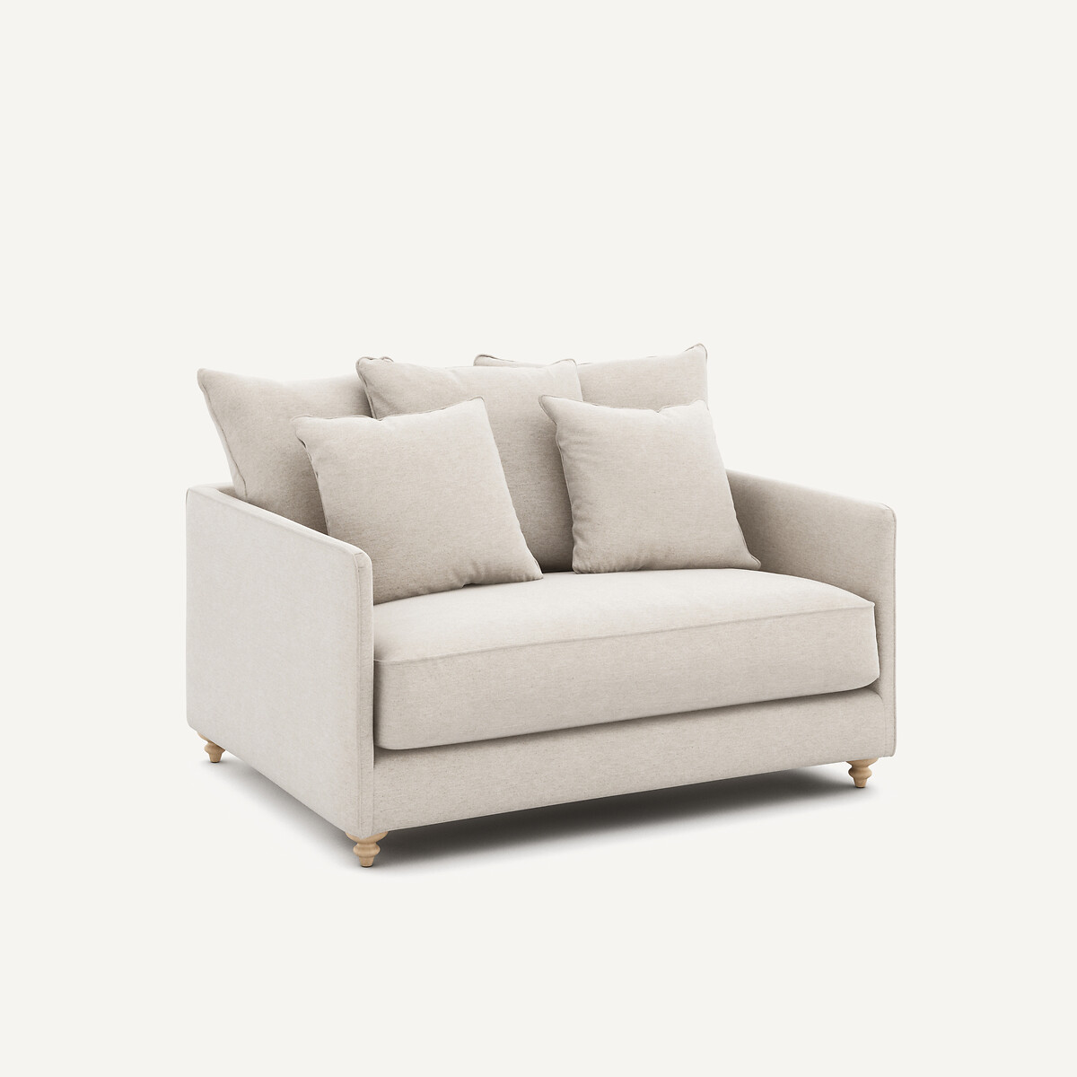 2-Sitzer-Sofa, umwandelbar, aus meliertem Leinen, LAZARE elfenbein, AM.PM
