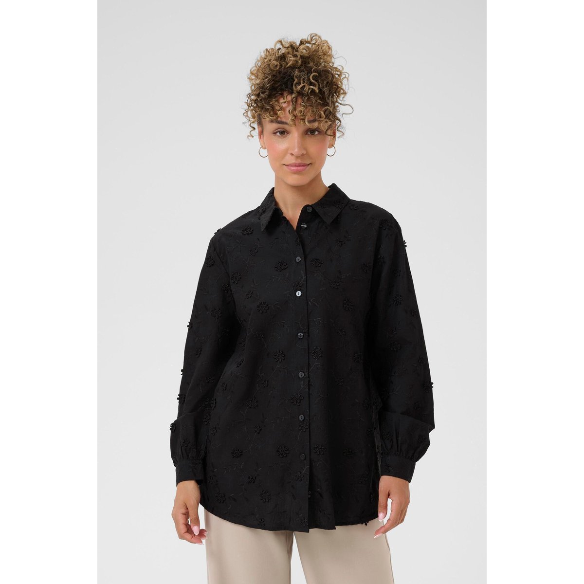 Chemise à manches longues noir pitch black, CREAM