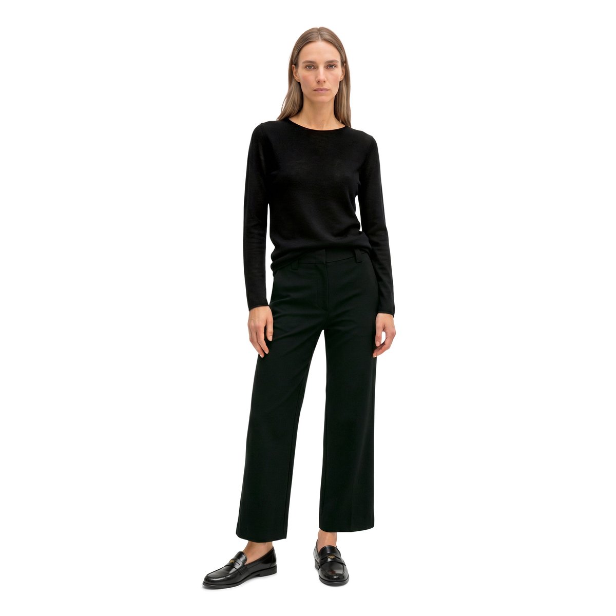 Pull en maille slim en laine mérinos douce noir, MARC O'POLO