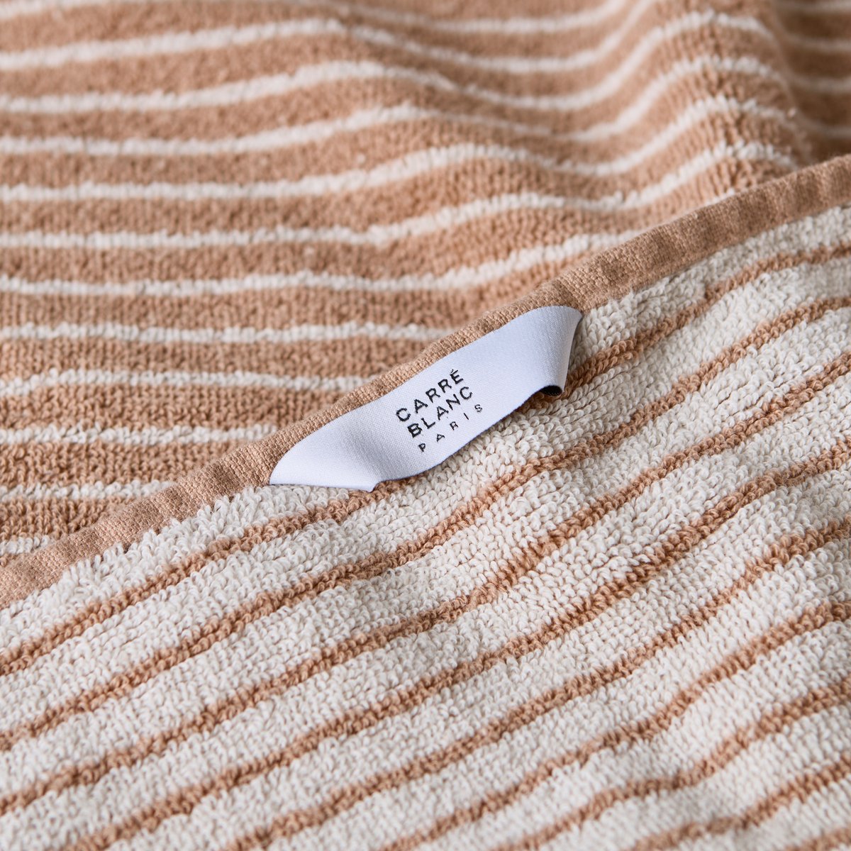 Drap de bain coton bio CÉLESTINE moka, CARRE BLANC