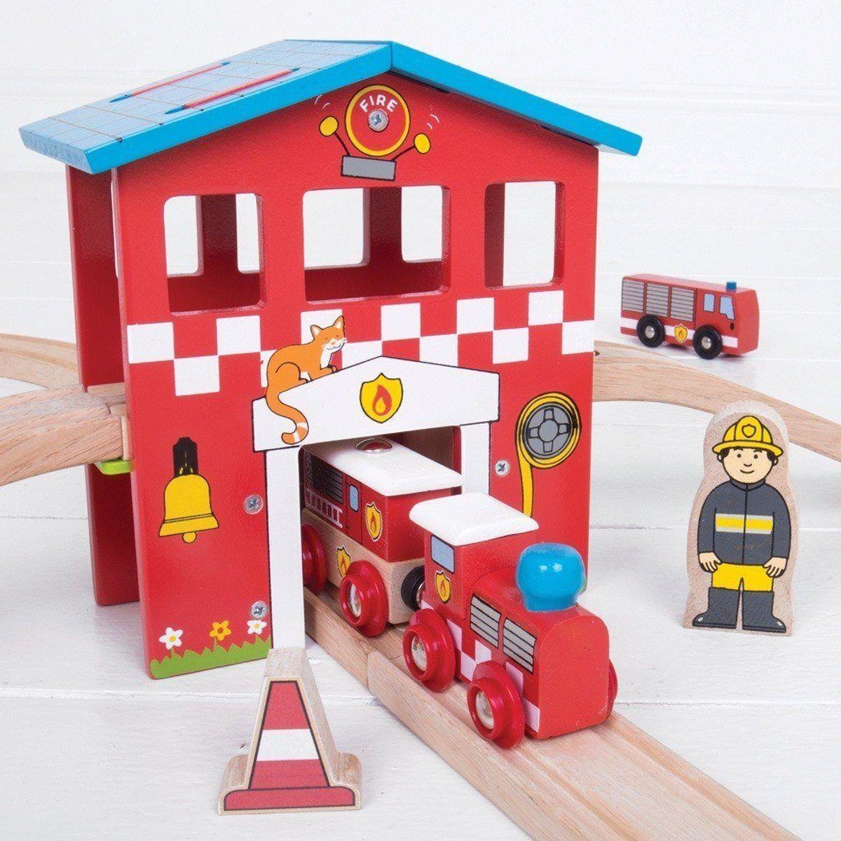 Circuit de train Caserne de pompiers rouge, BIGJIGS