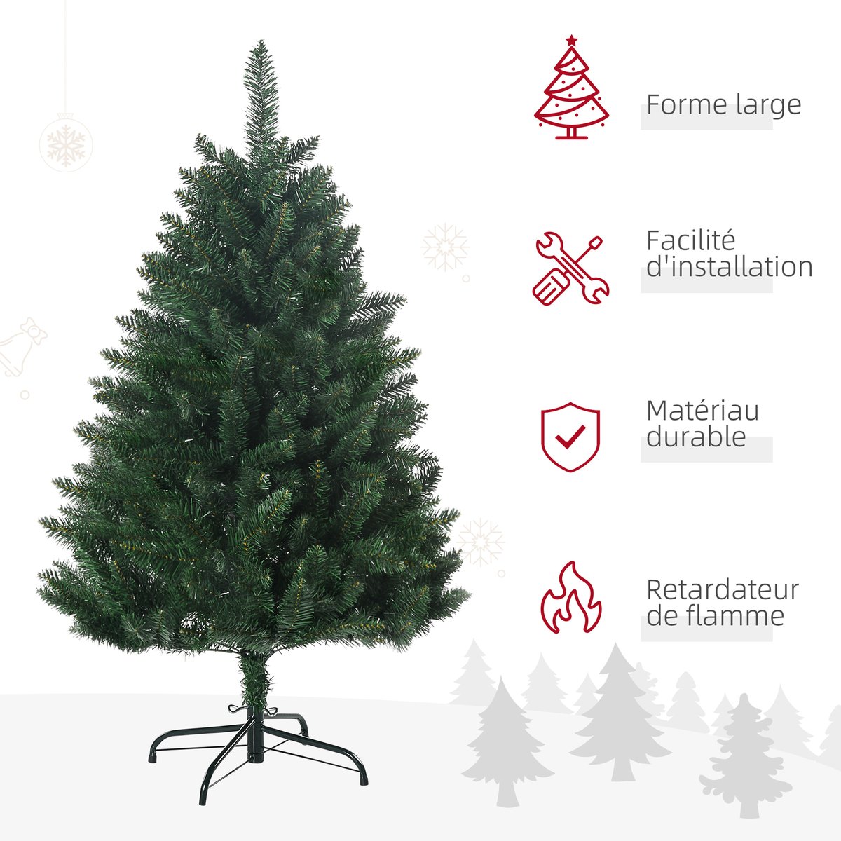 Sapin de Noël Plastique Vert vert, HOMCOM
