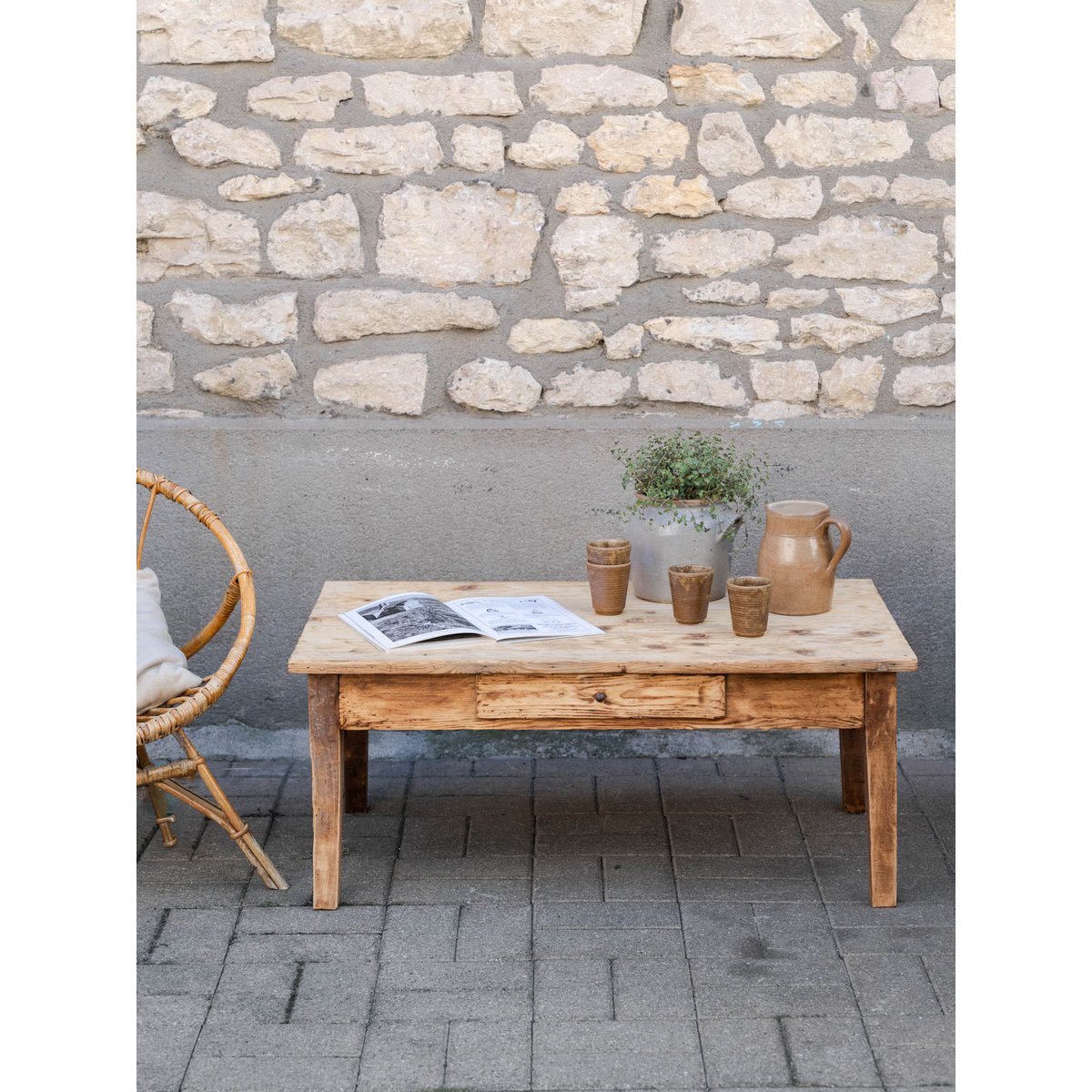 Table basse en bois Léonie N°1148 - Bon état bois clair, DEBONGOUT