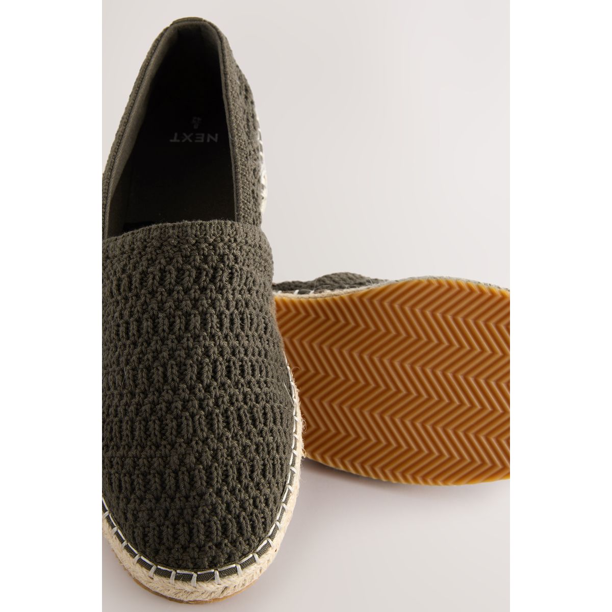 Espadrilles en maille crochet kaki, NEXT