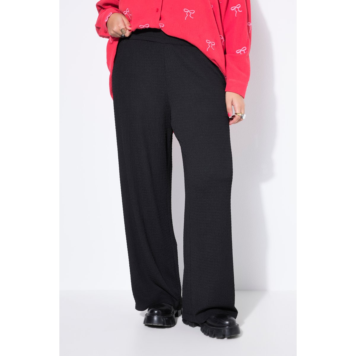 Pantalon large à taille élastique noir, STUDIO UNTOLD