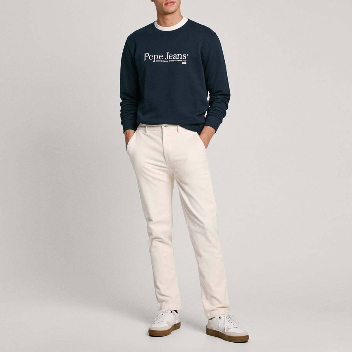Pantalon Chino Coupe Slim En Velours Côtelé blanc ivoire, PEPE JEANS