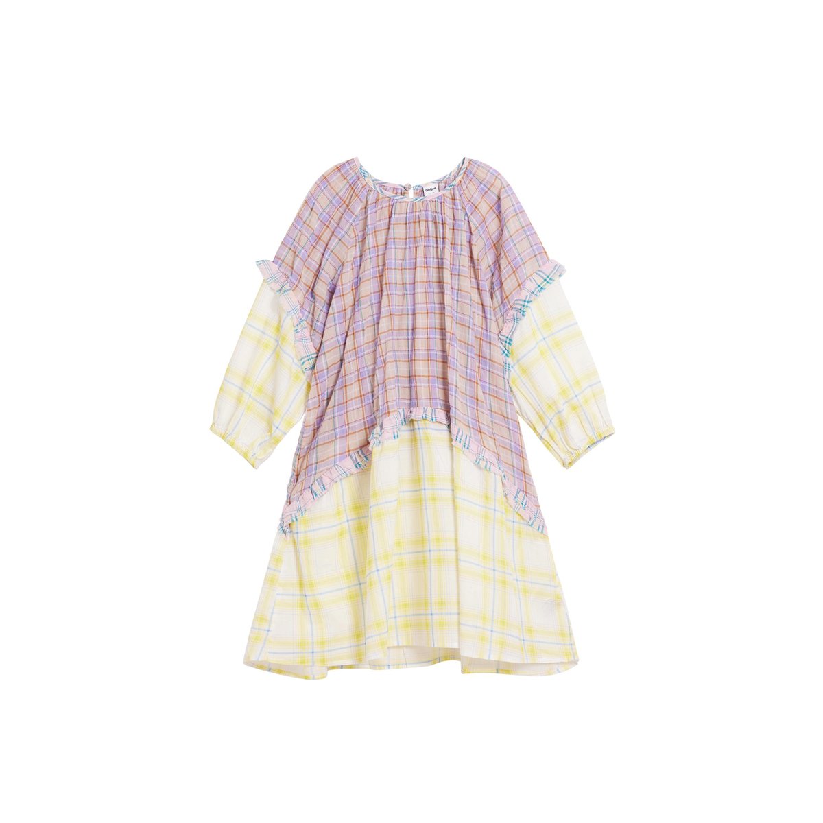 Robe à carreaux à volants multicolore, DESIGUAL