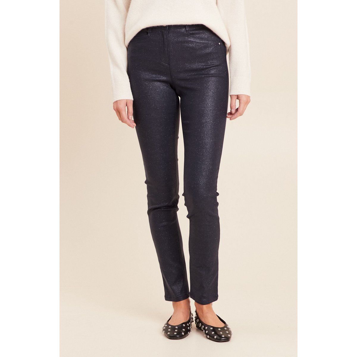 Pantalon irisé en similicuir bleu foncé, BREAL