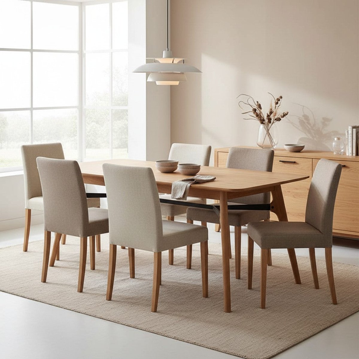 Table repas 180 cm avec allonge naturel clair, ZAGO