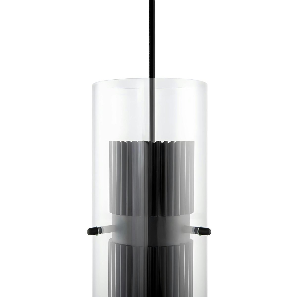 Suspension design cylindre en verre TAVA noir, PIER IMPORT