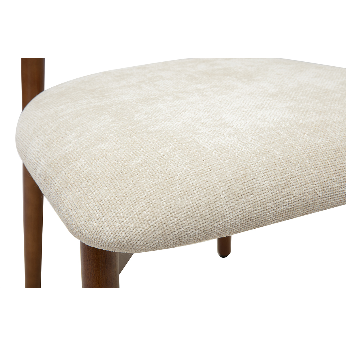 Chaises en tissu effet velours texturé beige et bois foncé noyer (lot de 2) SIAME beige, MILIBOO