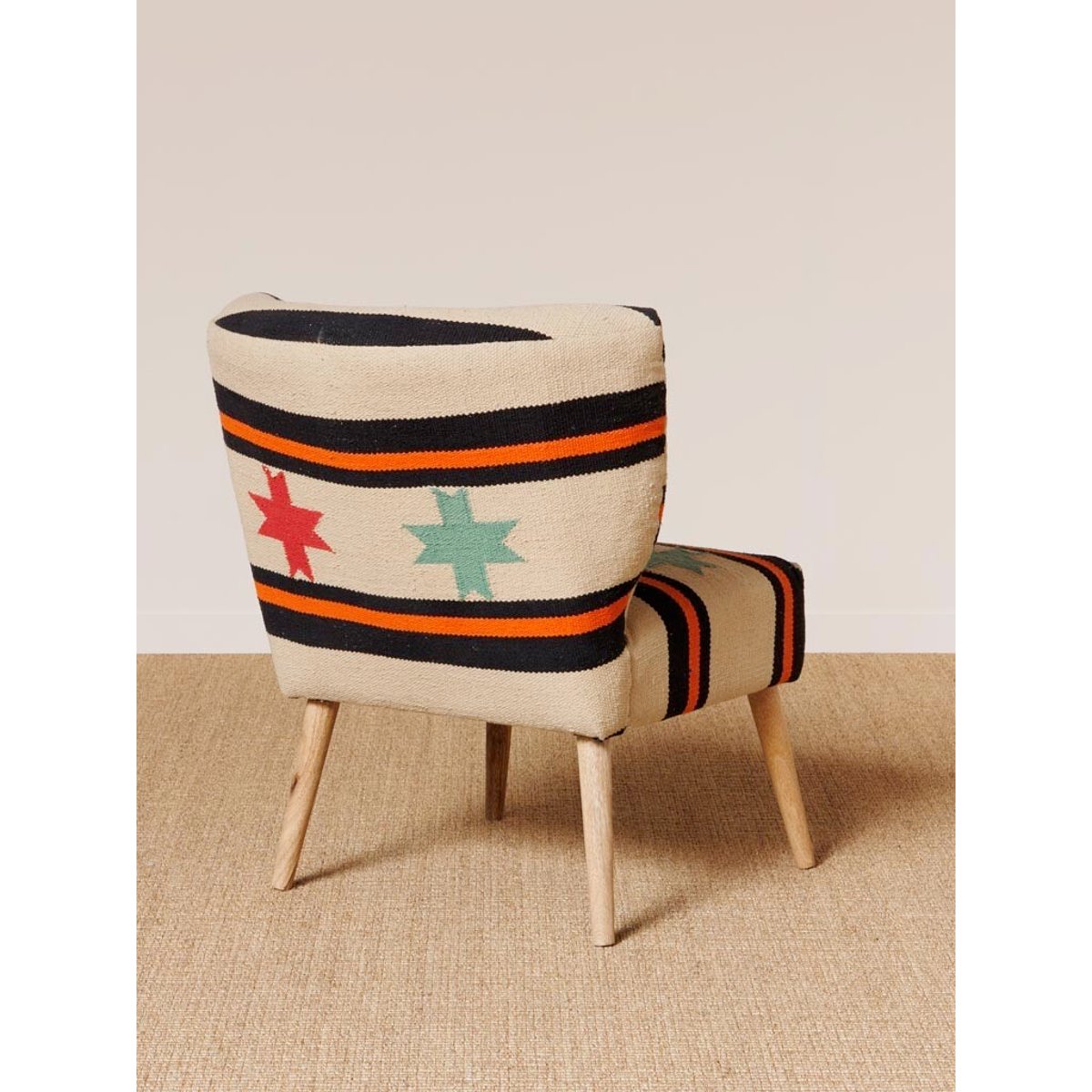 Fauteuil en tissu multicolore CRUZ beige, CHEHOMA