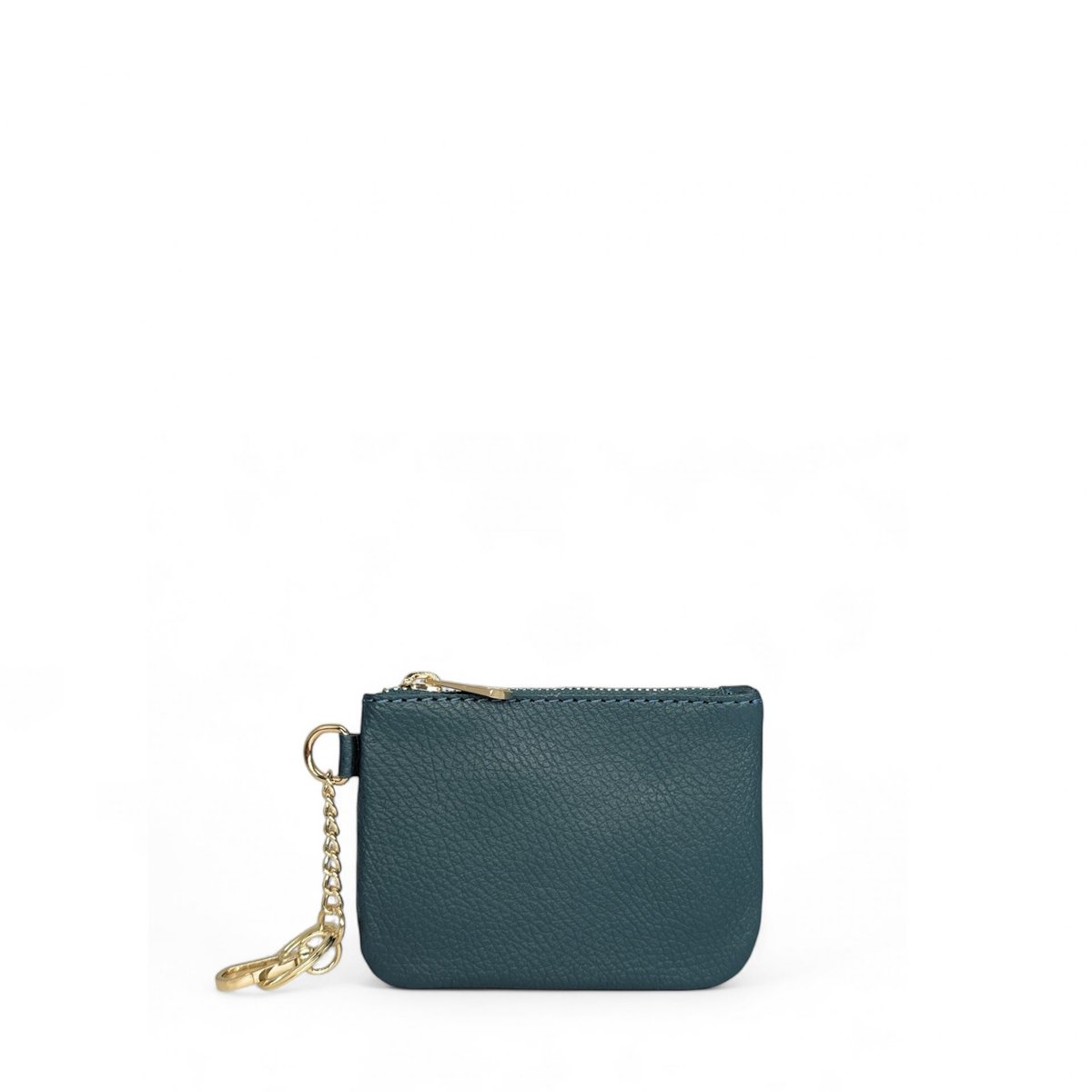 Pochette porte-monnaie porte-clés en cuir grainé POCKET bleu canard, OH MY BAG