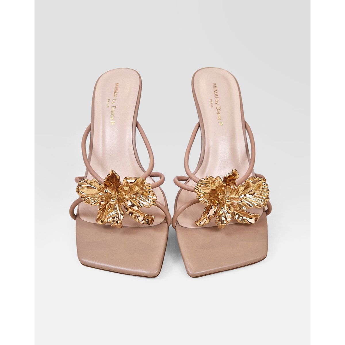 Mules à bout carré et accessoires interchangeables THIRA beige, MI MAI