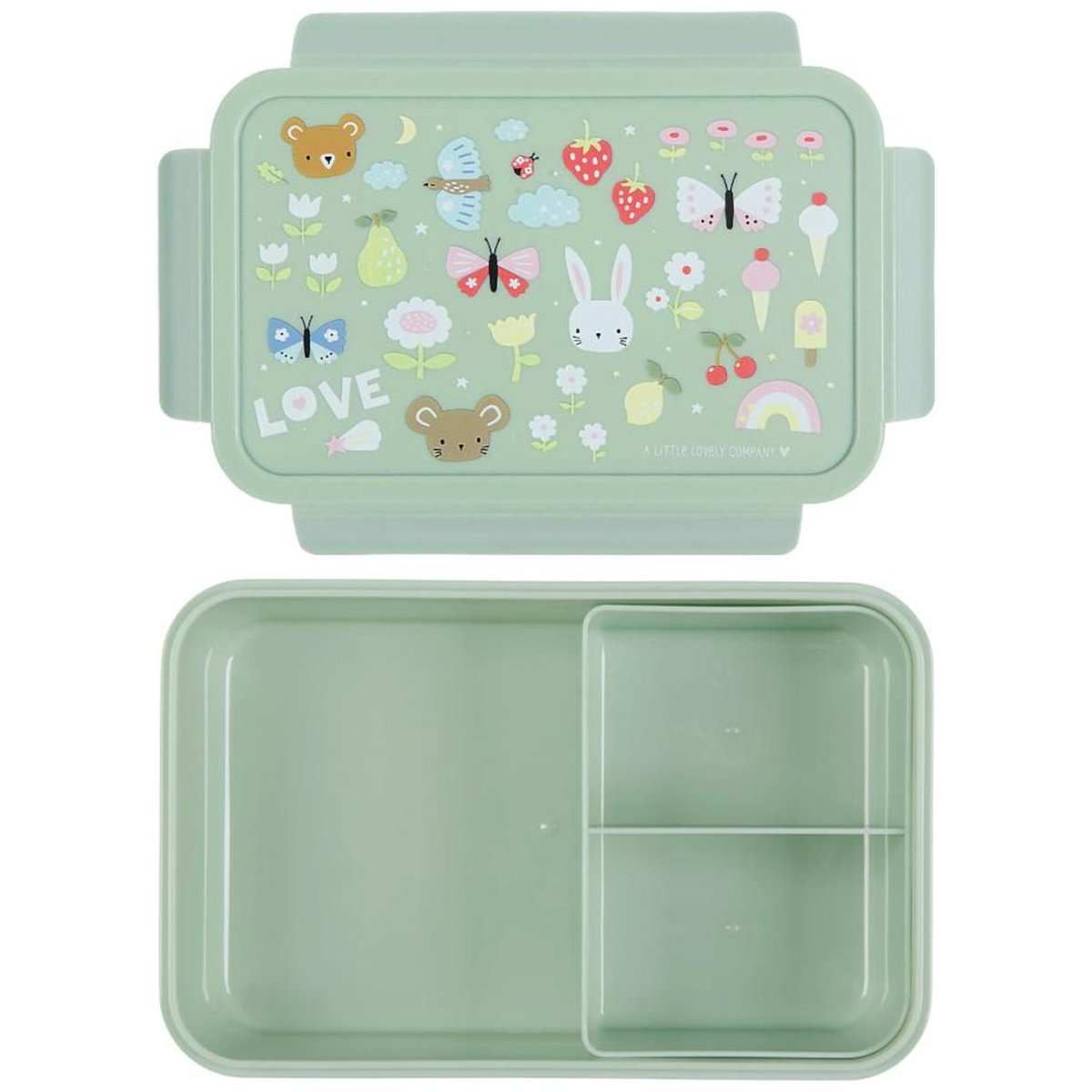 Lunch box Joie vert d'eau, rose, jaune, A LITTLE LOVELY COMPANY