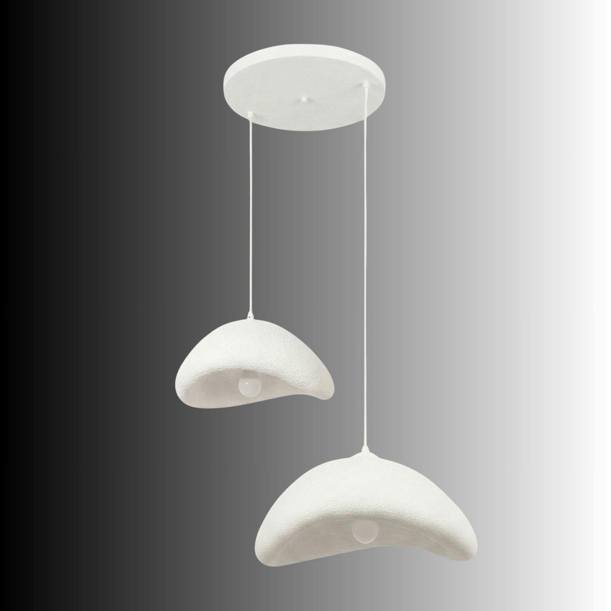 Suspension blanche design organique 2 lampes 89 cm NOXIS blanc, PIER IMPORT