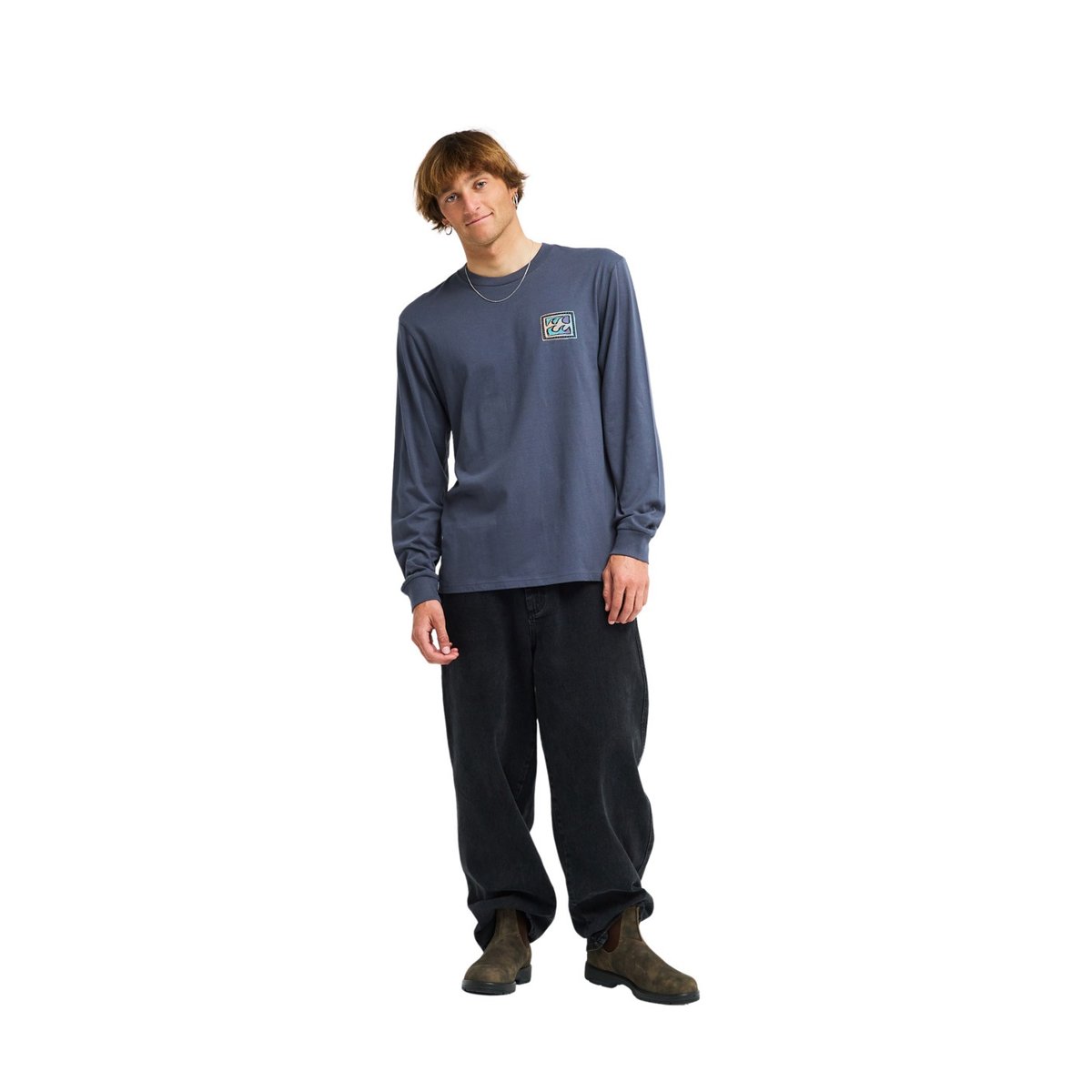T shirt manches longues CRAYON WAVE noir ombre blue, BILLABONG