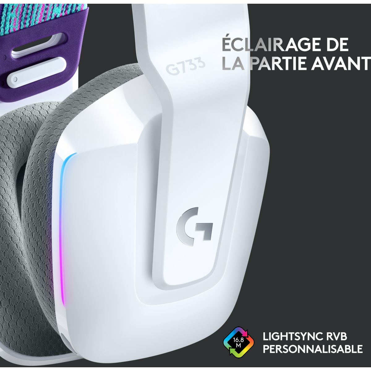 Casque gamer G733 Lightspeed White blanc, LOGITECH