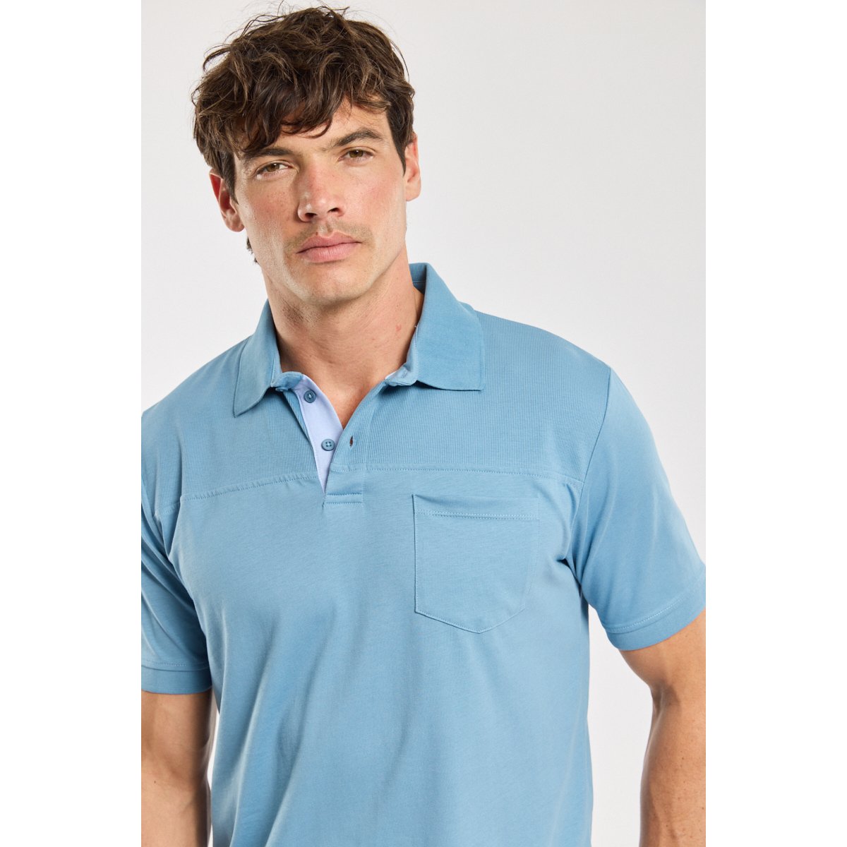 Polo Bérac - coton léger blue heaven, GUY DE BERAC