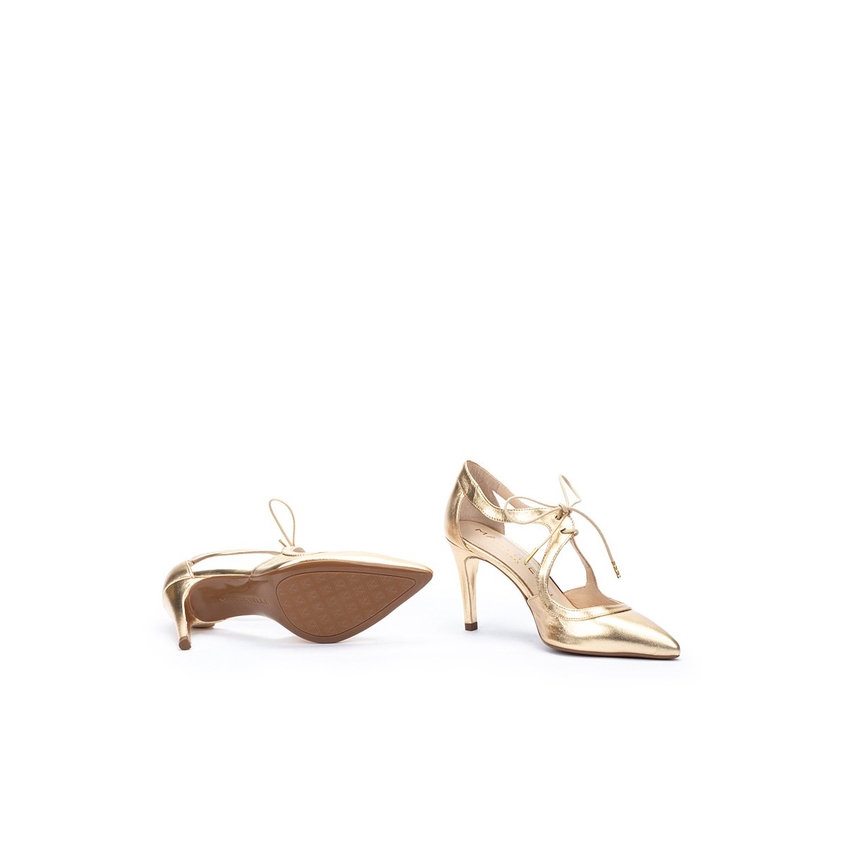 Chaussures à talon cuir Thelma gold, MARTINELLI