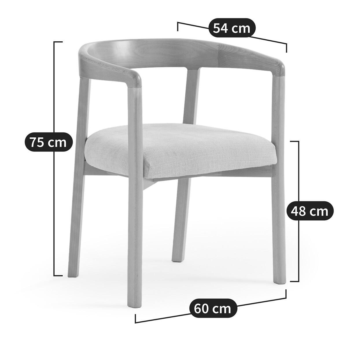 Silla de mesa con reposabrazos, Germain natural/lino, LA REDOUTE INTERIEURS